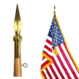 JRED Spear Flag Pole Topper, Gold Square Copper Spear, National Flag Head Replacement Flagpole Topper, Flagpole Spear Tips Pole Topper for 1-inch Diameter Flagpoles