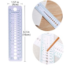 Akshara Knitting Needle Gauge, Plastic Sew Knitting Measuring Ruler Sewing Tools Ruler Gauge Needle Sweater Knitting Gadgets Practical Aid US UK Canada Sizes 2-10mm (2 PCS)