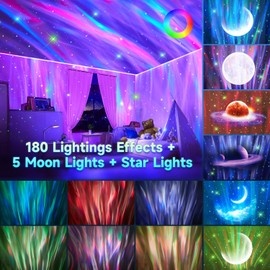 COOLNIGHT Starry Sky Projector, Galaxy, Aurora Light, Skylight Lux Ocean Lamp, Nightlight, Bluetooth, 180 Light Modes, 15 White Noise Options