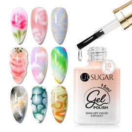 UR SUGAR Blooming Gel Polish - 15ml Clear Blooming Polish Spreading Effect Watercolor Floral Print Marble Natural Stone Soak Off DIY Nail Art Design Manicure Home Nail Salon Gift for Women