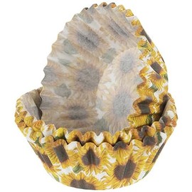 Autumn Sunflowers Decorative Baking Cups - Patterned Paper Liners for Cupcakes, Muffins (Standard Sized) - 50 Count