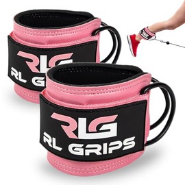 RL Grips® Ankle Straps Gym Pulleys – Pack of 2 Adjustable and Padded – Ankle and Wrist Straps for Men and Women – Fitness Training Accessories for Legs, Buttocks and Torso (Pink)