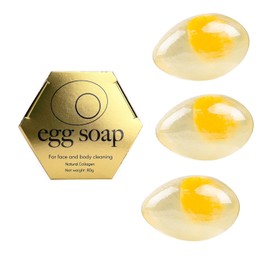 Organic Collagen Egg Soap Handmade Cleansing Soap for Face and Bath 80g* 5 bars