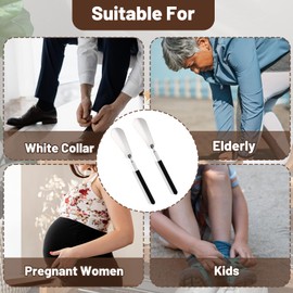 Nogeqi 2 Pack Extendable Long Handled Shoe Horn for Seniors, 10" To 25" Adjustable for Telescopic Shoehorns for Men Women, Stainless Steel Travel Shoe Helpers to Put on Your Shoes