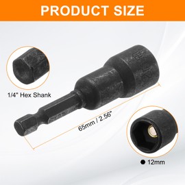 sourcing map Magnetic Nut Driver 19mm Hex Drive Socket CR-V Steel Power Screw Drill Bits Socket Wrench Tools with 1/4" Quick Change Hex Shank for Power Drills Impact Drivers, Black