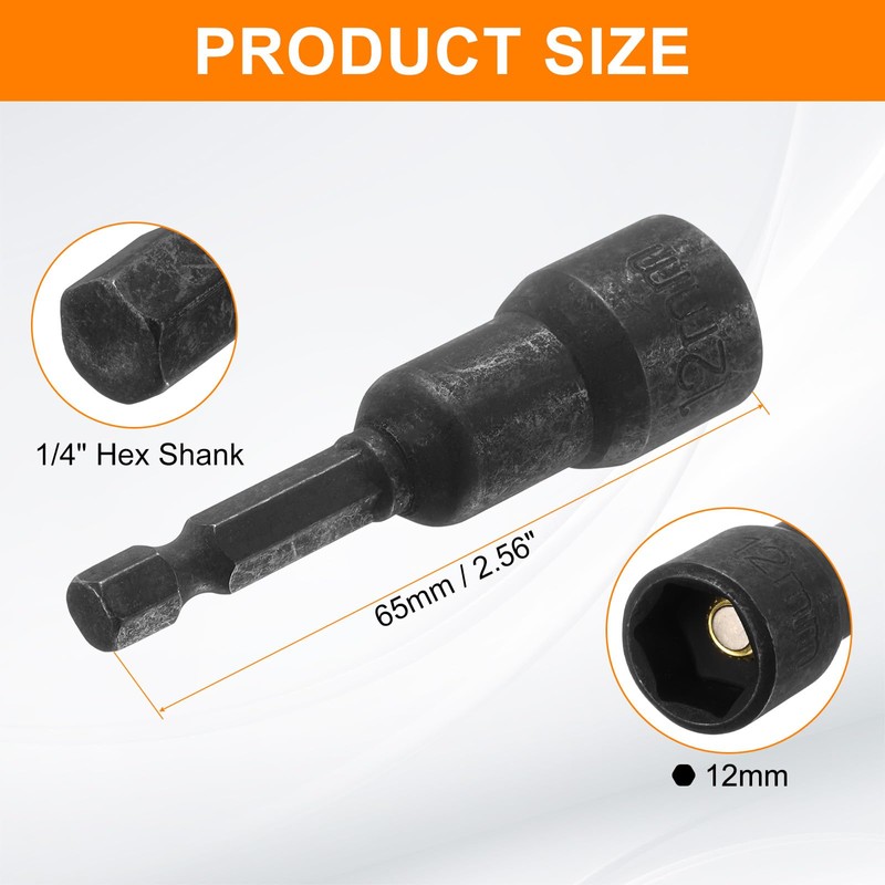 sourcing map Magnetic Nut Driver 19mm Hex Drive Socket CR-V
