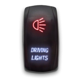Driving Lights - Red/White - Stark 5-PIN Laser Etched LED Rocker Switch Dual Light - 20A 12V ON/Off