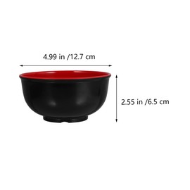 Made-in Cookware 4Pcs Melamine Bowl Soup Bowl Noodle Bowl Kitchen Food Serving Bowl Lightweight Rice Bowl Pasta Ramen Bowl Tableware for Home Restaurant 5 Inch Black Red Dinner Bowls