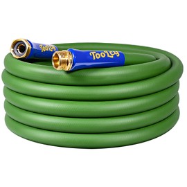 TOOLCY Garden Hose 25 ft x 5/8", Heavy Duty Water Hose, Lightweight, All-weather, Durable Hose with Swivel & Solid Brass Male to Female Fittings,Green