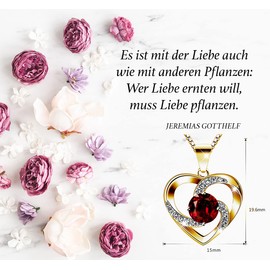 6 Colours Women's Heart Necklace 925 Silver - Austrian Zircons - Unique Gifts for Women with Attractive Design Gift Necklace Sterling Silver with 24 Carat Gold-Plated, Sterling Silver, Cubic Zirconia