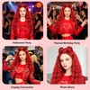 FOVER 5-Piece Red Princess Buns Wig Set for Women Costumes