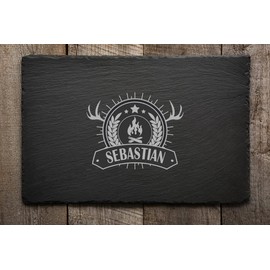 Personalisiertes Servierplatte aus Schiefer Rechteck 30x20 cm Schiefertafel als Buffet, Käseplatten Untersetzer, Aufschnitt, Sushi, Frühstücksbrett, Schieferplatte mit Gravur 08