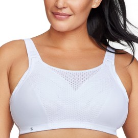 Glamorise Women's Full Figure Adjustable Wirefree Sport Bra #1166, White, 14H