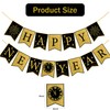 Happy New Year Banner Decorations Pre Assembled Glitter Gold Black