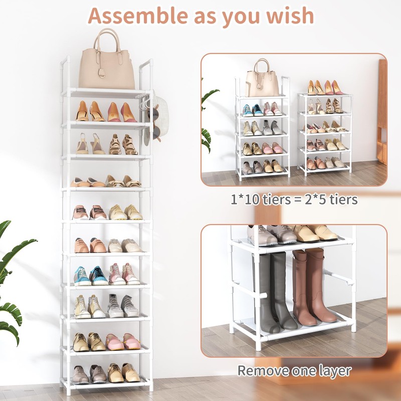 LANTEFUL LANTEFUL 10 Tiers Tall Shoe Rack 20-25 Pairs Boots