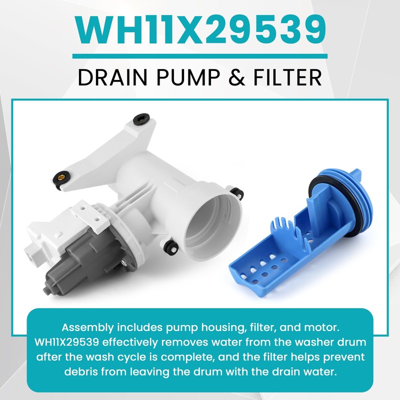 WH11X29539 AP6986715 Drain Pump and Filter Replacement Fit for GE