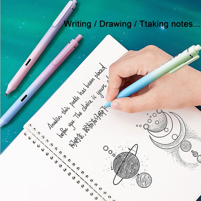Archic Silent-Press Retractable Ballpoint Black Gel Ink Pens 0.5mm Gradient