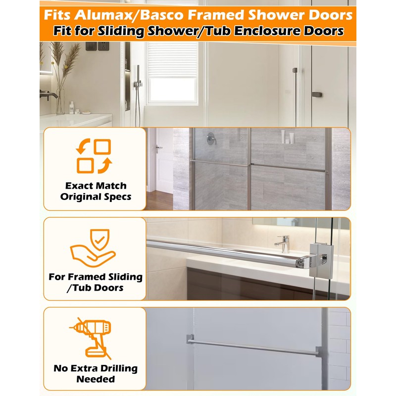 IWIWE 30" Long Chrome Framed Sliding Shower Door Towel Bar
