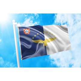 DMSE Azores Portuguese Autonomous Region of The Azores Flag 3X5 Ft Foot 100% Polyester 100D Flag UV Resistant (3'X5' Ft Foot) (3'X5' Ft Foot)