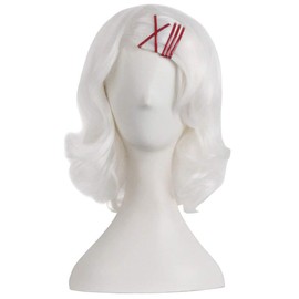 CHC FAIRY Women Short Curly Hair White Cosplay Wig