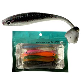 8pcs T-Shaped Tail Soft Plastic Fishing Lures, Suitable for Realistic Swimming baits in Both Saltwater and Freshwater. (Small)