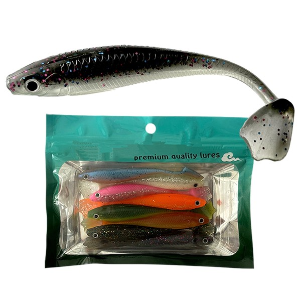 8pcs T-Shaped Tail Soft Plastic Fishing Lures, Suitable for Realistic