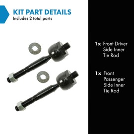 TRQ Front Inner Tie Rod Set 2 Piece Compatible with 2001-2007 Toyota Sequoia 2000-2006 Tundra