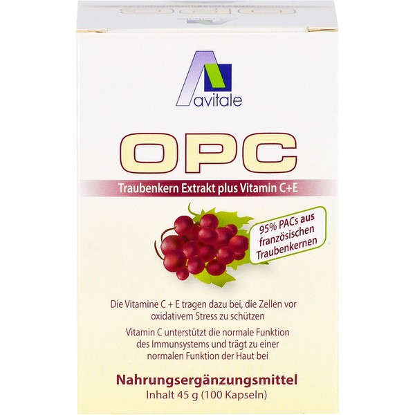 Avitale OPC Traubenkern-Extrakt plus Vitamin C+E Kapseln, 100 pcs. Capsules