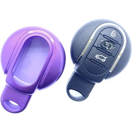 Nordecco Metallic Shiny Hard Plastic Protective Case Cover for Mini Keyless Smart Keychain Compatible with Mini 2014-20 Hatch Cabrio Coupe CountryMan PaceMan ClubMan F54/F55 56 57 60 R60/61 (Purple)