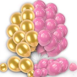Pink Gold Balloons Set 30Pcs 10 Inch Gold Pink Latex Balloons for Girls Women Birthday Wedding Baby Bridal Shower Party Decorations Supplies Engaement Party Backdrop
