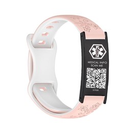 mnmoom Medical ID Bracelet for Women Men with QR Code or NFC, Digitalization Medical Alert Bracelets,Dynamic Web Information (Pink-White)