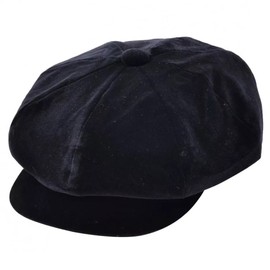 Express Hats Ladies Classic Velvet Bakerboy 8 Panel Cap, 3 Colours - 2 Sizes (Black, 57cm)