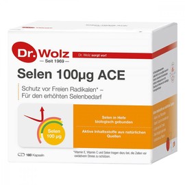 Selen ACE 100 µg von Dr. Wolz, Selen-Kapseln mit Vitamin C und E, für den Zellschutz, enthält Vitamine, Mineralstoffe und Spurenelemente, 180 Kapseln