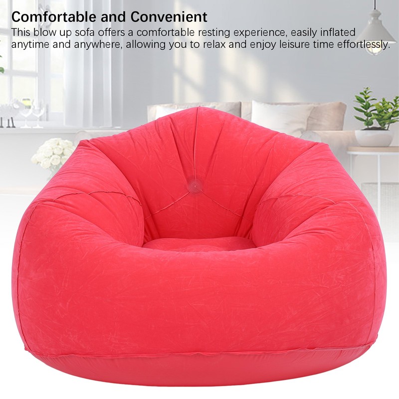 Inflatable Lounge Chair Flocking PVC Portable Folding Blow Up Sofa