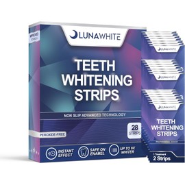 LUNAWHITE Professional Teeth Whitening Strips 14 Treatments - Safe for Enamel - Non Sensitive Teeth Whitening - Pack of 28 Strips