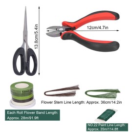 Floral Tool Set, Wire Cutter, Scissors, DIY Flower Arrangement Kit with Stem Line for Artificial Flowers, Home Decorations