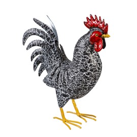 Evergreen Garden 14" Dark Rooster Metal Animal Statues, Garden Decor Metal Yard Art for Lawn Backyard Party Wedding Decoration