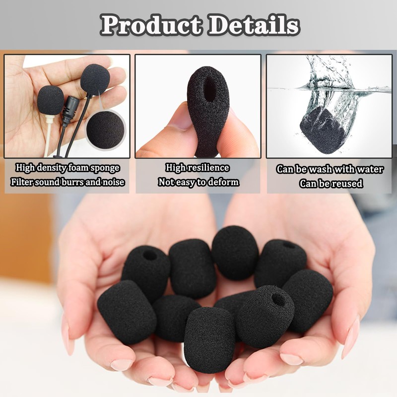 Headset Microphone Covers Foam, Lapel Headset Microphone Windscreen Sponge Foam