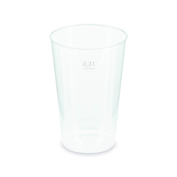 Verpackungsteam Pack of 50 Reusable Drinking Cups Party Cups Unbreakable Clear PP Measuring Line 0.30L Diameter 3.1"
