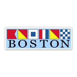 Squiddy Boston Nautical Alphabet Flags - Vinyl Sticker - Large Size (11" Wide)