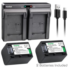 Kastar NP-FV70 Battery or Dual Charger for Sony PXW-Z90V PXW-X70 FDR-AX53 FDR-AXP55 - 1 Charger + 2 Batteries