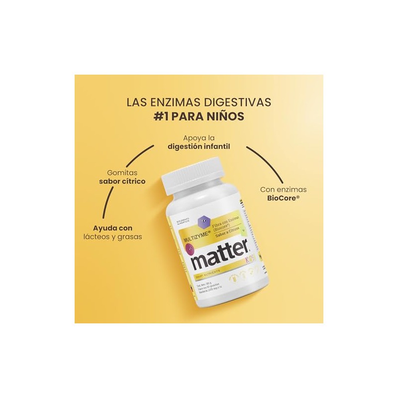 Matter Multizyme Kids Suplemento Enzimas Digestivas Biocore Optimum Complete Fibra