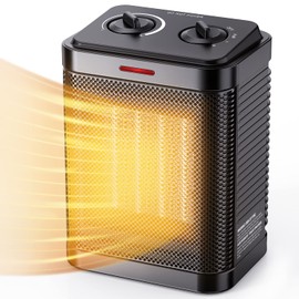 Space Heater for Indoor Use, 1500W Portable Electric Ceramic Heater, Small Space Heater with Thermostat, 2S Fast Heating, Overheating & Tip-Over Protection, Office, Home