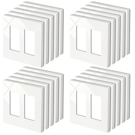 20 Pack BESTTEN 2-Gang Screwless Wall Plate, USWP4 Glossy Off White, Decorator Outlet Cover, H4.69” x W4.73”, Faceplate for Light Switch, Dimmer, USB, GFCI, Receptacle