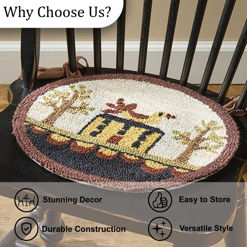 Park Designs Bless Our Home Hooked Chair Pad, Farmhouse Style