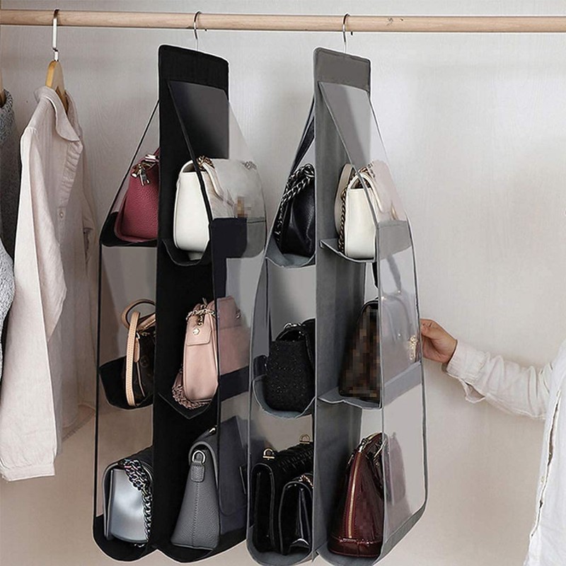 MICOKAY Hanging Closet Organizer, 2 Pcs 6 Pockets Hanging Handbag