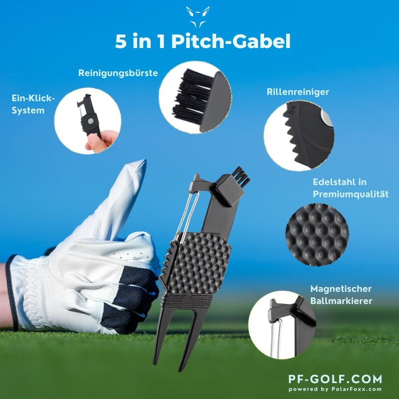 GFOXX PF-Golf Divot Tool Set, 2 Pieces, Multifunctional Divot Tool