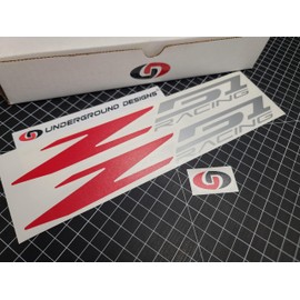 Z51 Racing Decals (2pk) Corvette 12" Rocker Stickers C5 C6 Grandsport C7 C8 Stingray LSX LTX (Metallic Silver & Red)