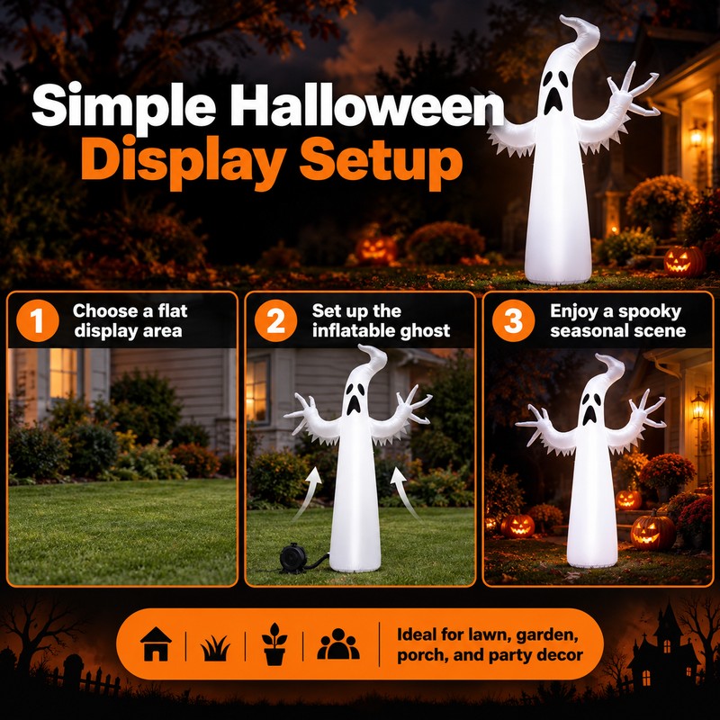 Inflatable Halloween Ghost for Yard & Garden – Large Standing