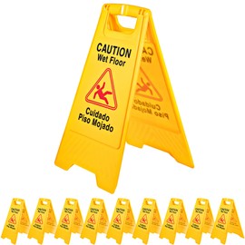 Electriduct Caution Wet Floor Sign 24" OSHA Compliant Bilingual Double-Sided Commercial Safety Warning Signs A Frame Bright Yellow Cuidado Piso Mojado (Pack of 10)